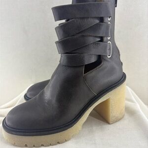 Free People Jesse Leather Lug-Heel Ankle Boots size 36 new in box